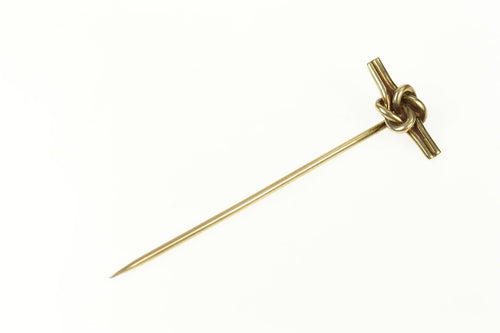 10K Knot Retro Promise Symbol Braid Stick Pin Yellow Gold