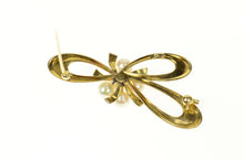 Load image into Gallery viewer, 14K Mikimoto Pearl Cluster Bow Ribbon Knot Pin/Brooch Yellow Gold