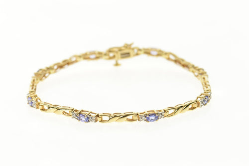 14K Oval Tanzanite Diamond Accent Statement Bracelet 7
