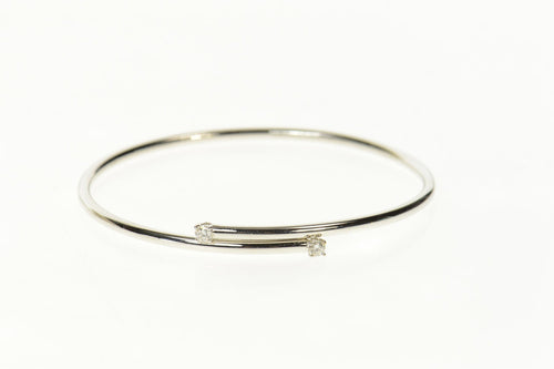 18K 0.20 Ctw Diamond Wrap Bypass Bangle Bracelet 6.75