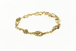 14K Textured Abstract Nugget Cluster Chain Bracelet 8.25" Yellow Gold