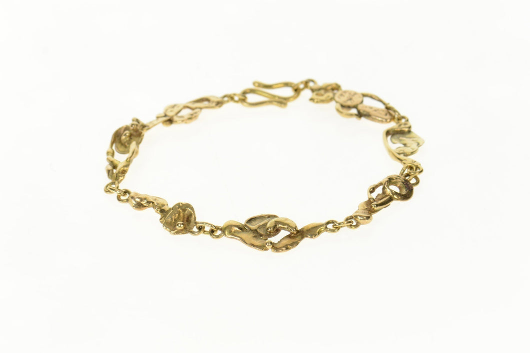 14K Textured Abstract Nugget Cluster Chain Bracelet 8.25
