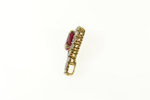 Load image into Gallery viewer, 10K Oval Syn. Ruby CZ Halo Classic Statement Pendant Yellow Gold