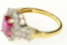 Load image into Gallery viewer, 10K Oval Syn. Ruby CZ Halo Classic Statement Ring Size 7 Yellow Gold