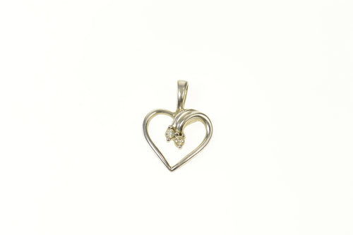 10K Diamond Heart Love Symbol Classic Pendant White Gold