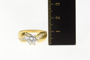 14K Classic Wavy Baguette Travel Engagement Ring Size 8.75 Yellow Gold