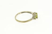 Load image into Gallery viewer, 10K Three Stone Peridot Diamond Accent Classic Ring Size 7.25 White Gold