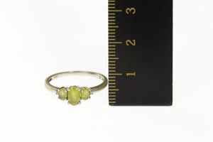 10K Three Stone Peridot Diamond Accent Classic Ring Size 7.25 White Gold