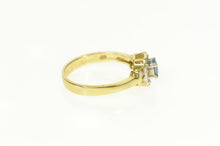 Load image into Gallery viewer, 14K Oval Blue Topaz Diamond Halo Statement Ring Size 6.75 Yellow Gold
