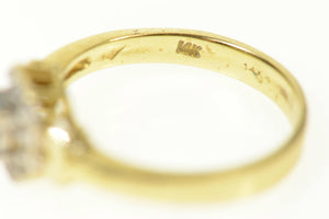 14K Oval Blue Topaz Diamond Halo Statement Ring Size 6.75 Yellow Gold