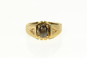 10K Black Star Sapphire Diamond Accent Men's Ring Size 10 Yellow Gold