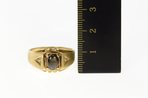 10K Black Star Sapphire Diamond Accent Men's Ring Size 10 Yellow Gold