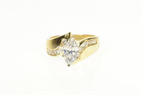 14K Marquise Cubic Zirconia Travel Engagement Ring Size 5.75 Yellow Gold