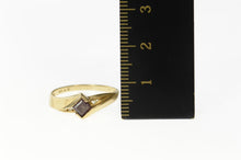 Load image into Gallery viewer, 10K Princess Amethyst Diamond Accent Bypass Ring Size 7.25 Yellow Gold