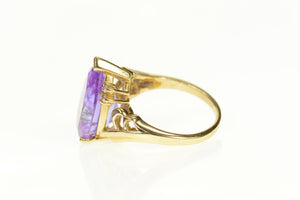 14K Pear Purple Cubic Zirconia Diamond Accent Ring Size 6.75 Yellow Gold
