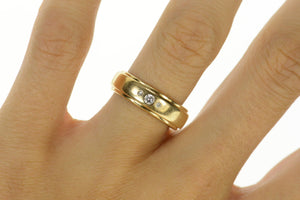 14K Diamond Grooved Classic Wedding Band Ring Size 7.5 Yellow Gold