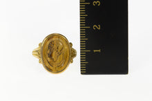 Load image into Gallery viewer, 10K Carved Tiger&#39;s Eye Intaglio Art Deco Statement Ring Size 6.5 Yellow Gold