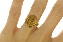 Load image into Gallery viewer, 10K Carved Tiger&#39;s Eye Intaglio Art Deco Statement Ring Size 6.5 Yellow Gold