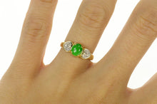 Load image into Gallery viewer, 14K Oval Jade Diamond Cluster Statement Ring Size 6 Yellow Gold