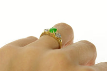 Load image into Gallery viewer, 14K Oval Jade Diamond Cluster Statement Ring Size 6 Yellow Gold