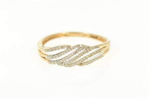 14K 0.15 Ctw Wavy diamond Statement Band Ring Size 9 Yellow Gold