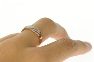 14K 0.15 Ctw Wavy diamond Statement Band Ring Size 9 Yellow Gold