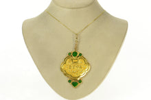Load image into Gallery viewer, 24K Chinese Ornate Carved Floral Jade Medallion Pendant Yellow Gold