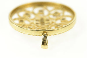 14K Effy Diamond Ornate Round Cluster Medallion Pendant Yellow Gold