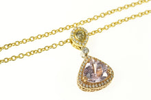 Load image into Gallery viewer, 14K 7.05 Ctw Morganite Diamond Halo Drop Necklace 17&quot; Yellow Gold