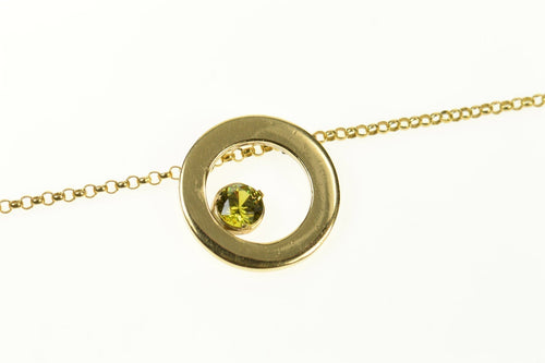 14K 0.50 Ct Sphene Round Circle Rolo Chain Necklace 20.5