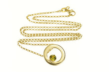 Load image into Gallery viewer, 14K 0.50 Ct Sphene Round Circle Rolo Chain Necklace 20.5&quot; Yellow Gold