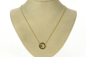 14K 0.50 Ct Sphene Round Circle Rolo Chain Necklace 20.5" Yellow Gold