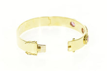 Load image into Gallery viewer, 18K 7.36 Ctw Pink Sapphire Diamond Halo Bangle Bracelet 7.25&quot; Yellow Gold