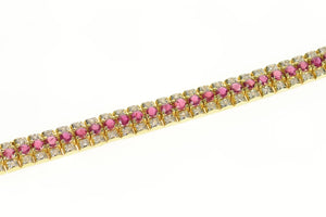 14K 10.70 Ctw Ruby Diamond Classic Squared Bracelet 7.5" Yellow Gold