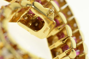 14K 10.70 Ctw Ruby Diamond Classic Squared Bracelet 7.5" Yellow Gold