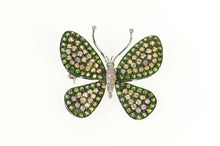 Load image into Gallery viewer, 18K 5.56Ctw Pave Diamond Tsavorite Citrine Butterfly Pin/Brooch White Gold