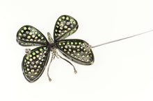 Load image into Gallery viewer, 18K 5.56Ctw Pave Diamond Tsavorite Citrine Butterfly Pin/Brooch White Gold
