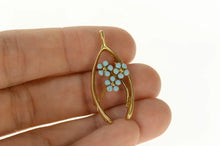 Load image into Gallery viewer, 14K Blue Enamel Forget Me Not Wishbone Lucky Pin/Brooch Yellow Gold