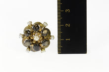 Load image into Gallery viewer, 18K Retro Black Star Sapphire Pearl Cluster Cocktail Ring Size 6 Yellow Gold