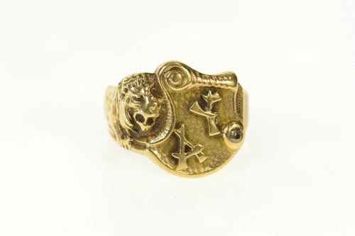 14K Art Deco Diamond AY Chinese Dragon Monogram Ring Size 9.25 Yellow Gold