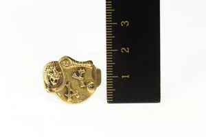 14K Art Deco Diamond AY Chinese Dragon Monogram Ring Size 9.25 Yellow Gold
