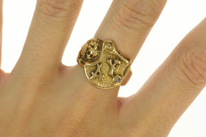 14K Art Deco Diamond AY Chinese Dragon Monogram Ring Size 9.25 Yellow Gold