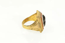 Load image into Gallery viewer, 14K Carved Black Onyx Carnelian Two Face Cameo Ring Size 7.75 Yellow Gold