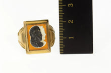 Load image into Gallery viewer, 14K Carved Black Onyx Carnelian Two Face Cameo Ring Size 7.75 Yellow Gold