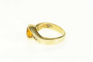 14K Citrine Diamond Wavy Bypass Statement Ring Size 6.75 Yellow Gold