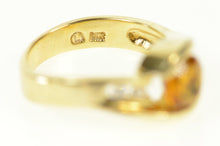 Load image into Gallery viewer, 14K Citrine Diamond Wavy Bypass Statement Ring Size 6.75 Yellow Gold