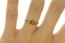 Load image into Gallery viewer, 10K Round Citrine Swirl Retro Solitaire Bypass Ring Size 6.5 White Gold