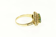 Load image into Gallery viewer, 14K Art Deco 2.00 Ctw Emerald Diamond Enamel Ring Size 8 Yellow Gold