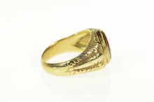 Load image into Gallery viewer, 10K Art Deco Syn. Ruby Masonic Compass Squared Ring Size 9 Yellow Gold