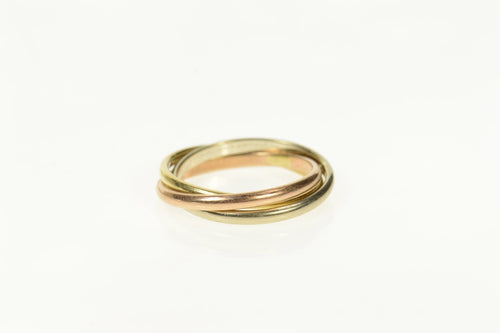 14K Tri Tone Rolling Three Interlocking Band Ring Size 6.25 Yellow Gold